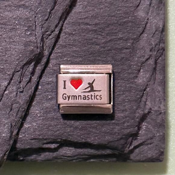 I ❤️ Gymnastics Italian Charm Bracelet Link - Picture 1 of 1